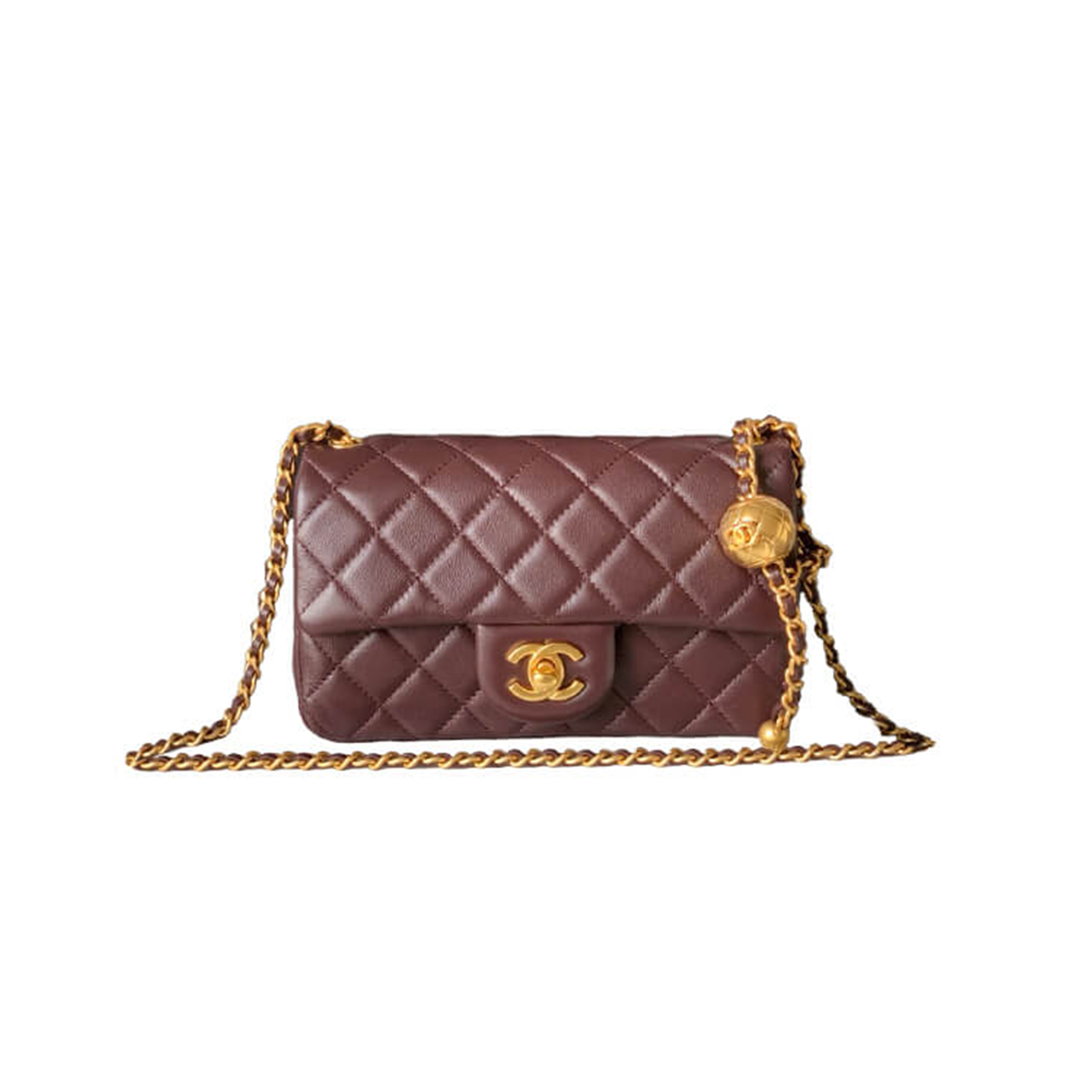 ch*el master G01den ball cover bag large mini dark brown as1787 (20*13*7cm)